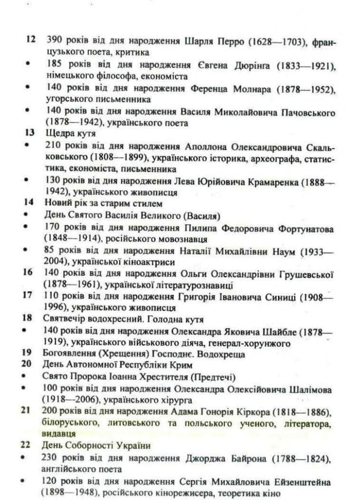 Основні знаменні й пам’ятні дати січня — фото 3